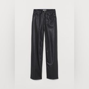 Black leather wide leg pants